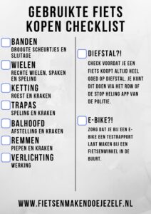 Gebruikte fiets kopen checklist